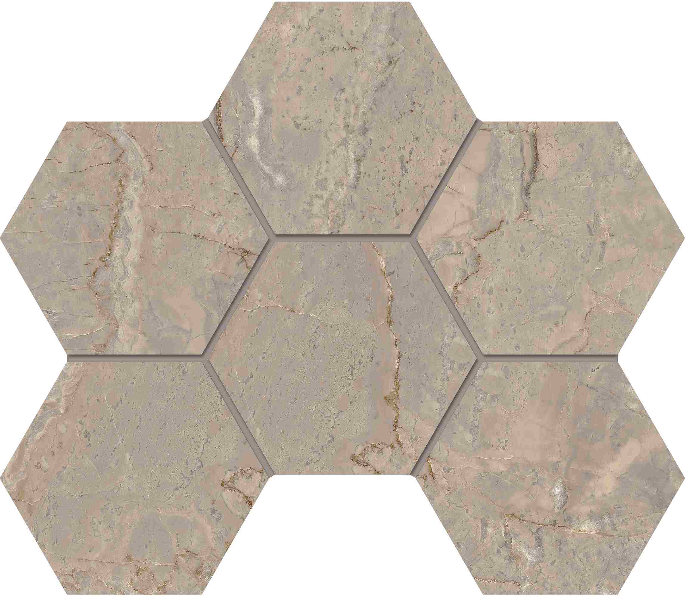 BR02 Bernini Beige Hexagon 250x285 неполированный бежевый мозаика