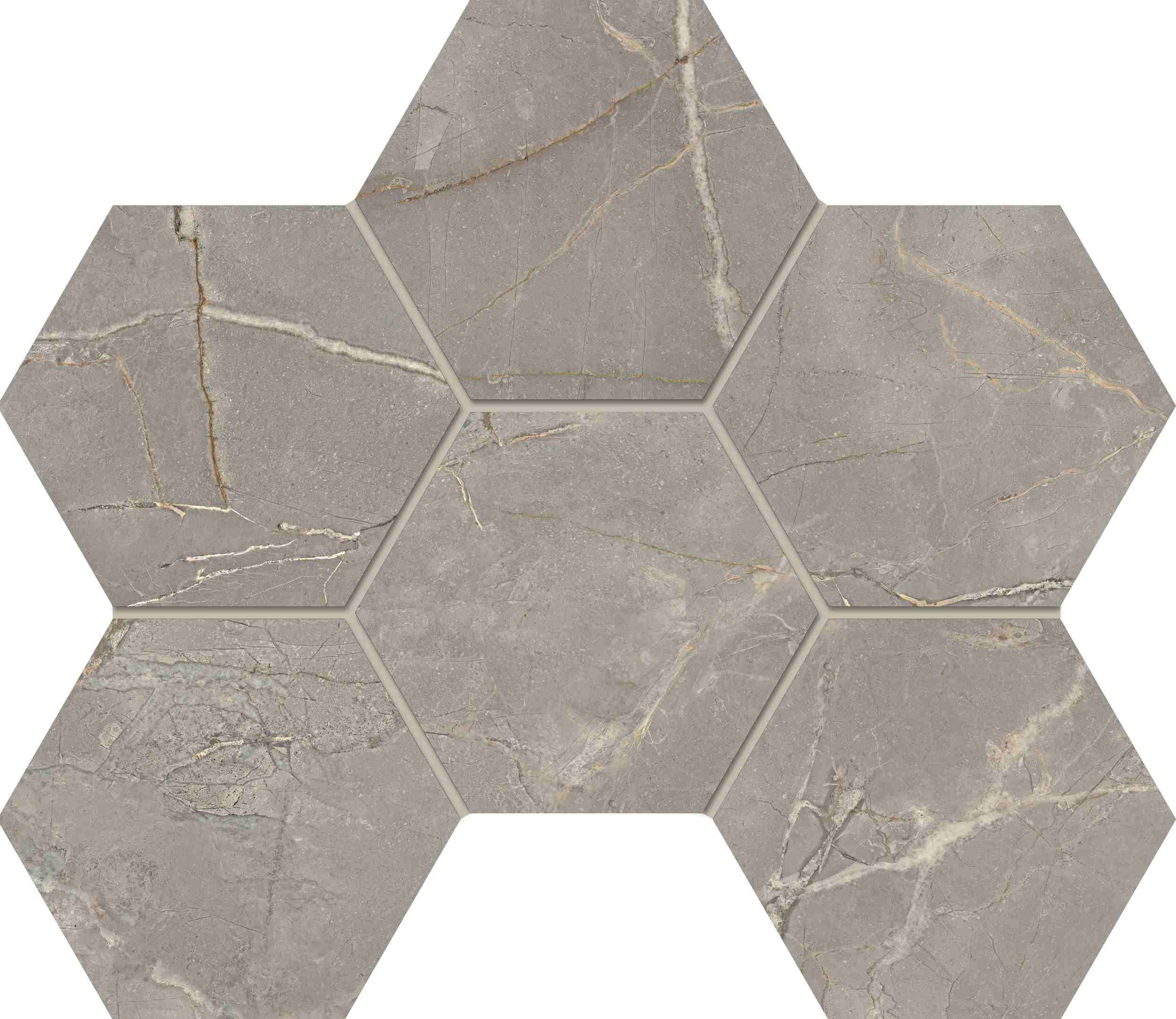 BR03 Bernini Grey Hexagon 250x285 неполированный серый мозаика