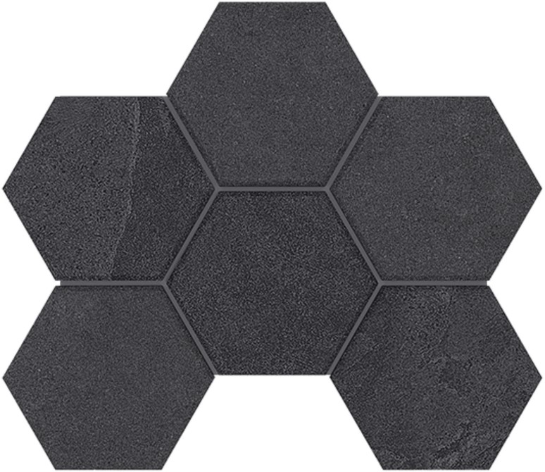 LN04/TE04 Terra Black Hexagon 250x285 неполированный черный мозаика